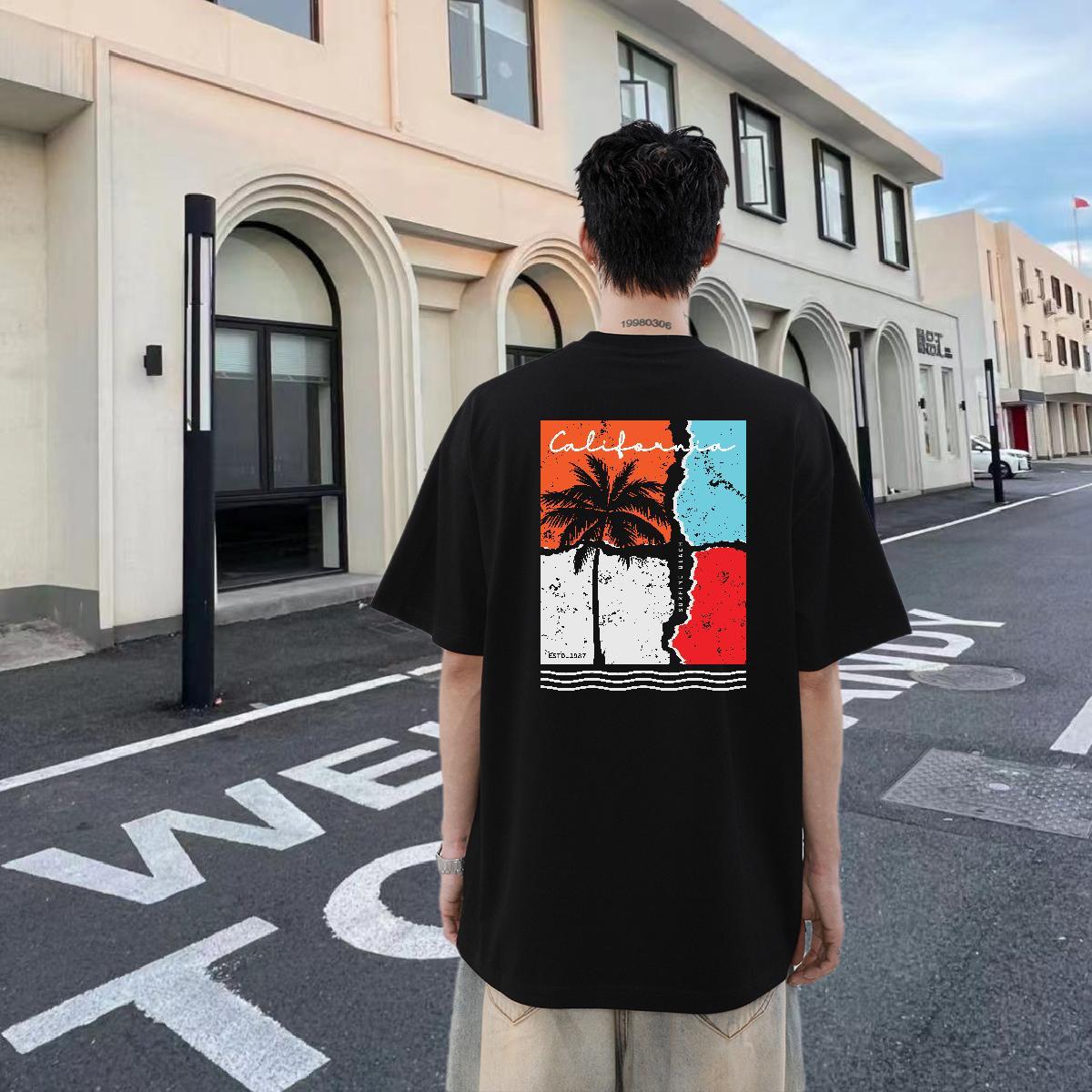2024 T Shirts Men 230g Pure Cotton tree Street Tees Shirts Breathable Short Sleeve Classic Men Tees Graphic