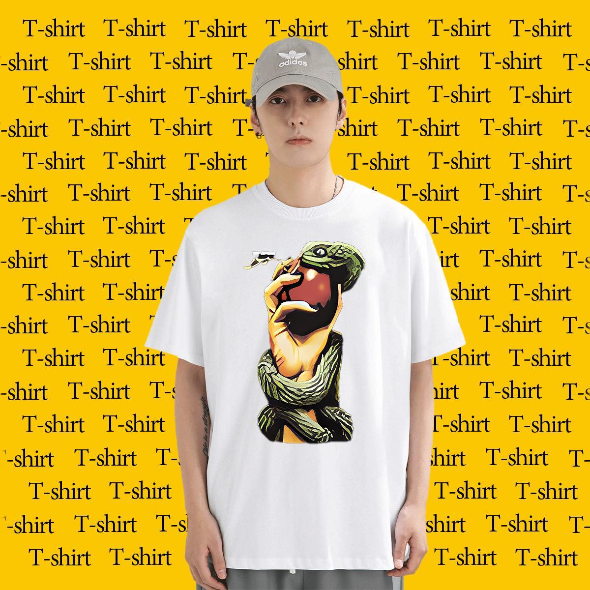 T Shirt For Man 230g Pure Cotton snake Casual Beach Breathable Short Sleeve DIY Logo Oversized Mens Tshirts Factory Direct TOP Quality Clothings