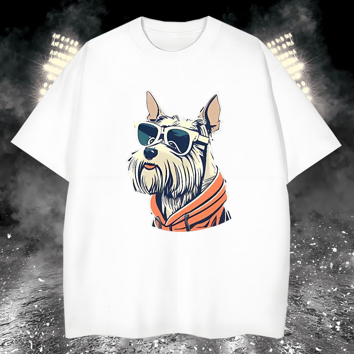 Cool Men Tops Tees 100% Cotton 230g dog T-Shirts Beach Short Sleeve O-Neck DIY Printed Classic Casual Tshirts