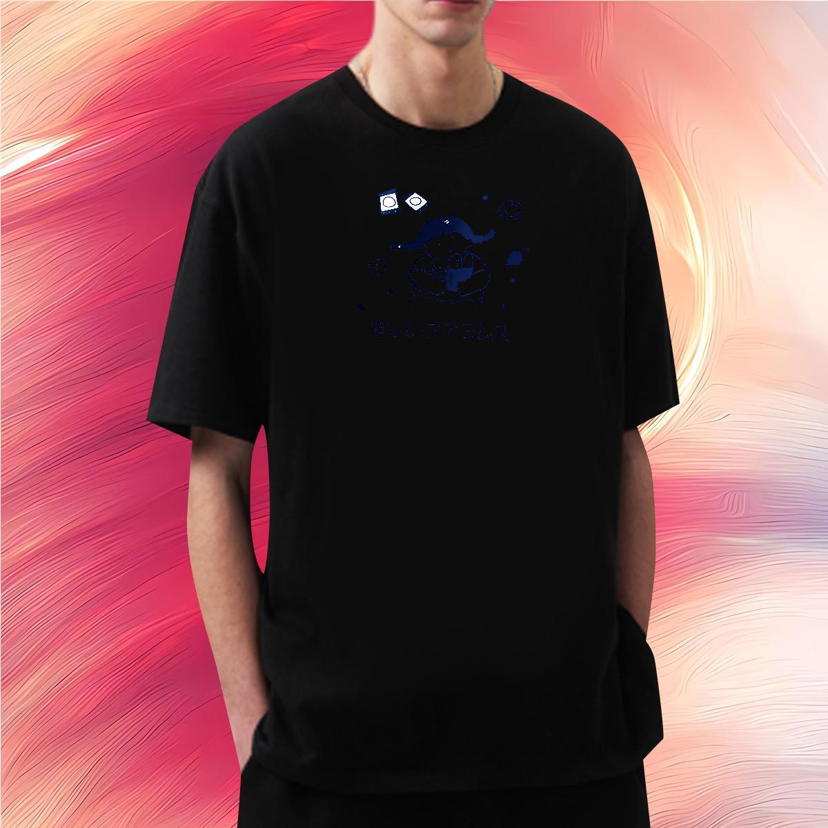 Man T Shirts 230g Pure Cotton painting Street Crew Neck Cartoon Print Men Clothes T-Shirt Fashion Designer Loose Wear