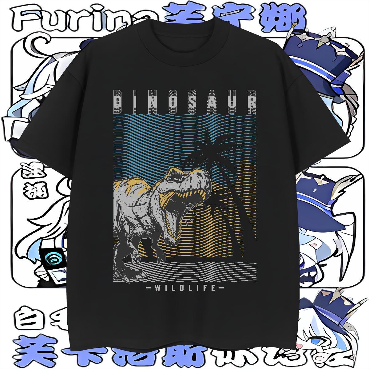 Designer Men T Shirts 230g Pure Cotton dinosaur Spring Summer Tops Tees Breathable Loose Couples T Shirts White Plus Size