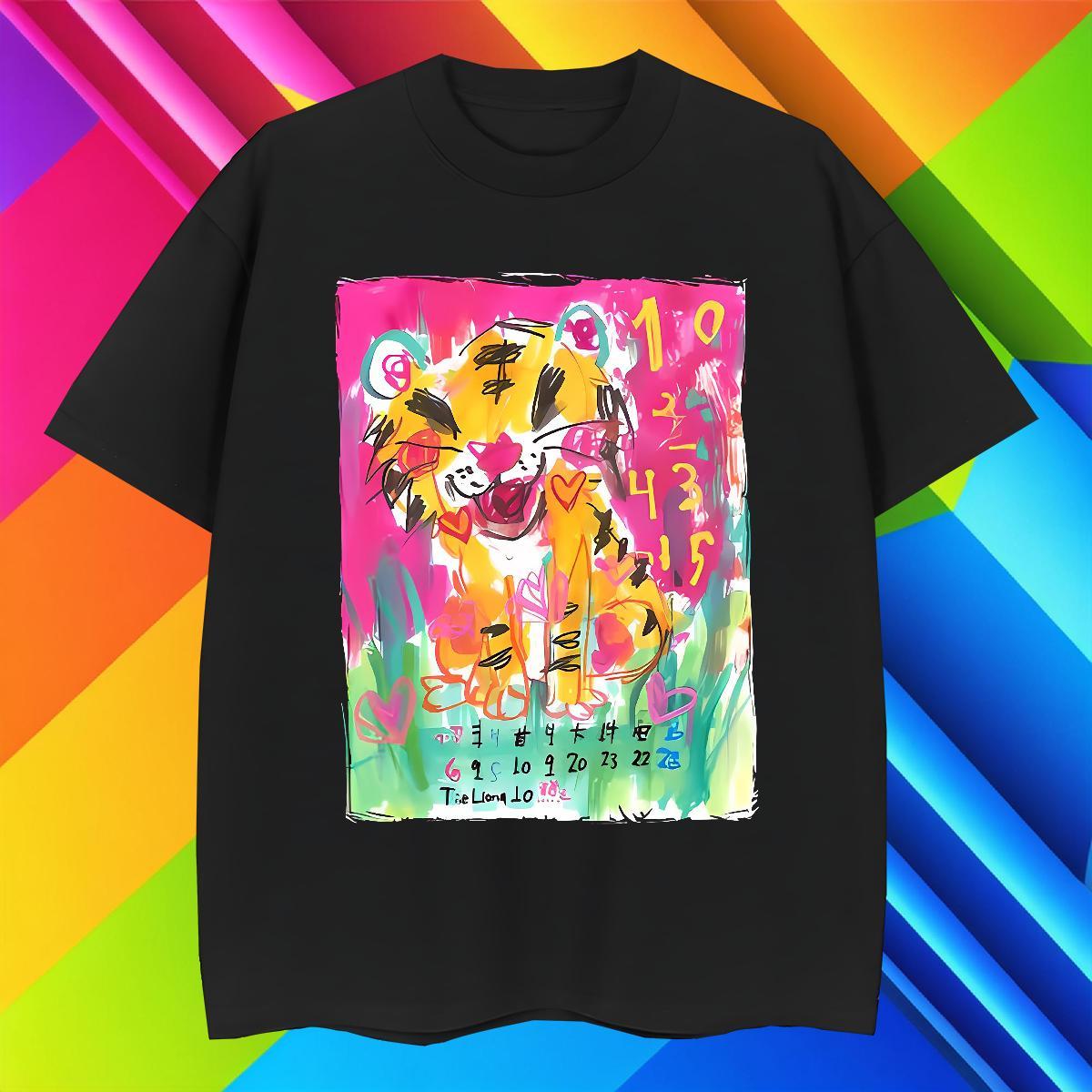 Cool Men Tees 230g 100% Cotton tiger T Shirt For Man Sport Crew Neck White Plus Size Fashion Top Tees