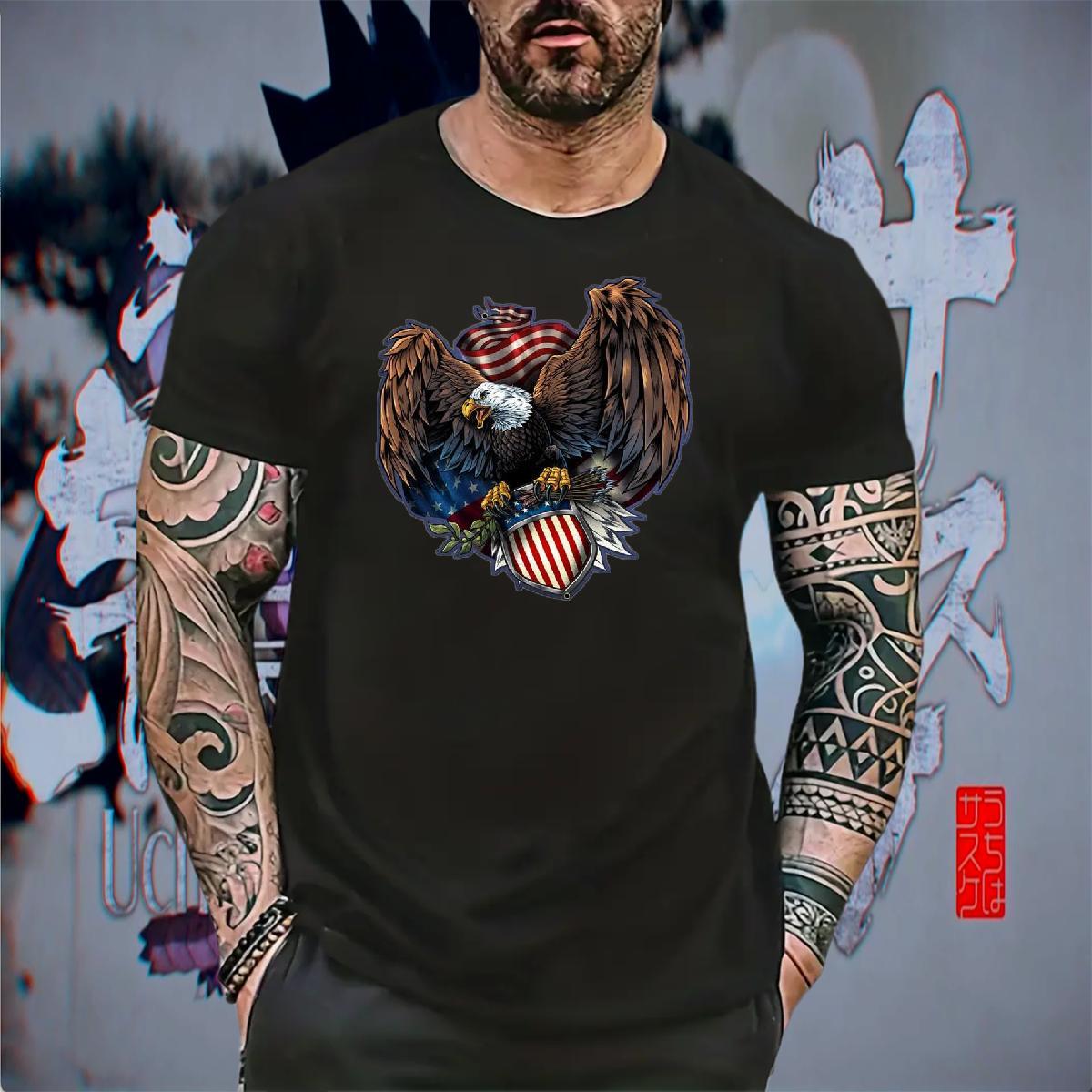 Wholesale Men Tees 230g Pure Cotton Casual Beach eagle Floral Print Short Sleeve O-Neck Fashion New T-Shirts Tops Shirt