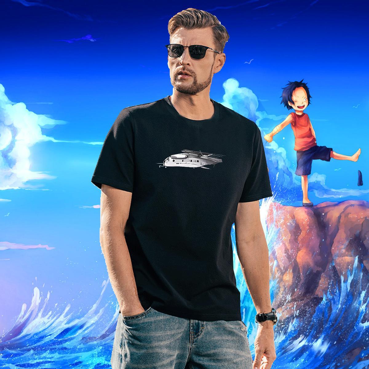 Soft Tshirts 230g 100% Cotton Sport plane Cartoon Printing L-4XL Crew Neck Breathable Fashion Design T shirt Tops Tees