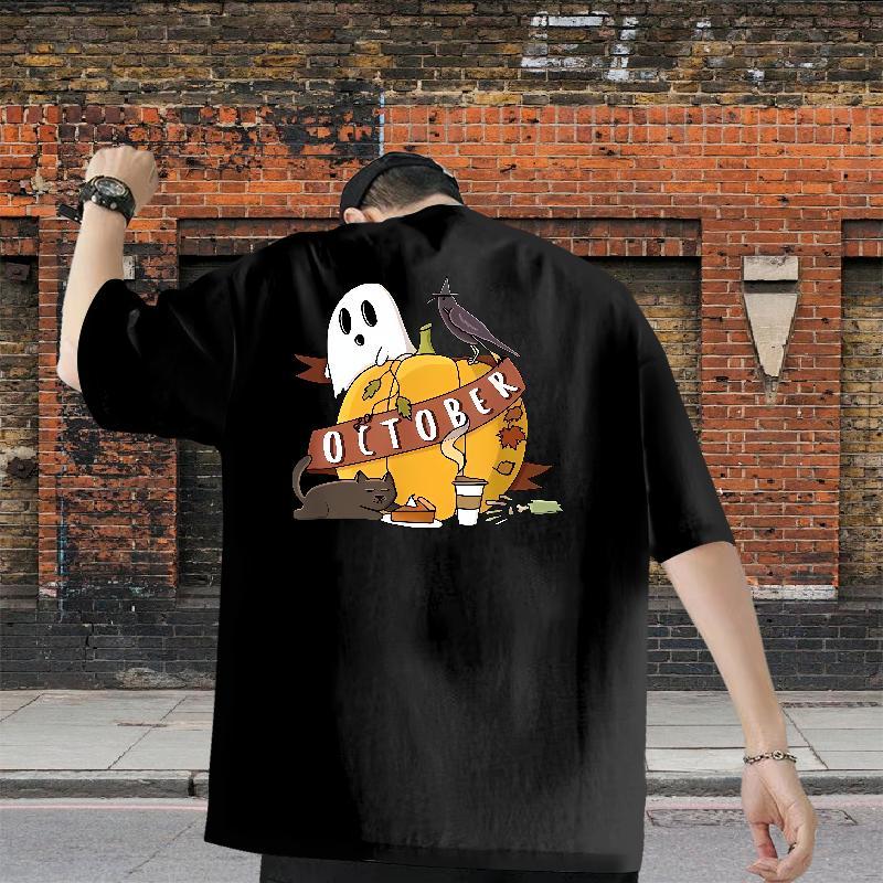 Fashion Casual T shirt 100% Cotton 230g pumpkin Street Wear Crew Neck Breathable Loose Fit Tshirt for Man Woman Custom Anime