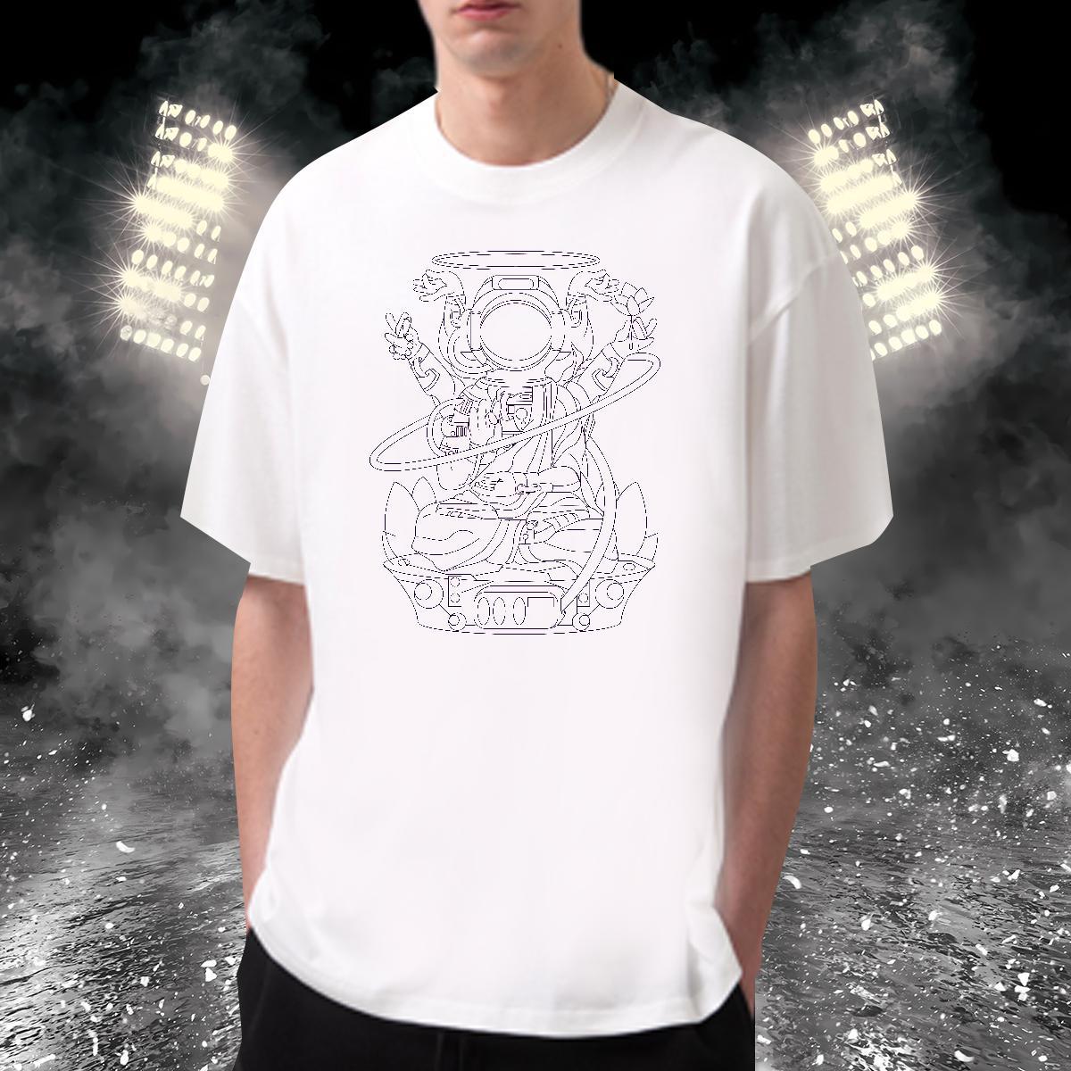 Man T Shirts 230g Pure Cotton universe High Street Hip Hop O-Neck Short Sleeve Plus Size Cartoon Tshirt for Man Woman 2024 DIY TOP Quality Tees