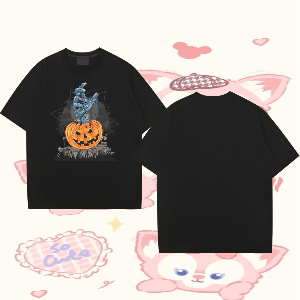Fashion Design Man T Shirts 230g 100% Cotton pumpkin Spring Summer Tshirts Breathable Crew Neck Loose Fit Tshirt for Man Woman Asian Size