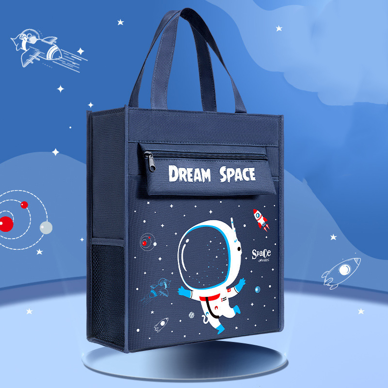Student Tutoring Bag Large Capacity Handheld Cartoon Carrying Book Bag Canvas Bag Tutoring Class Document Paper Storage Bag Wholesale
