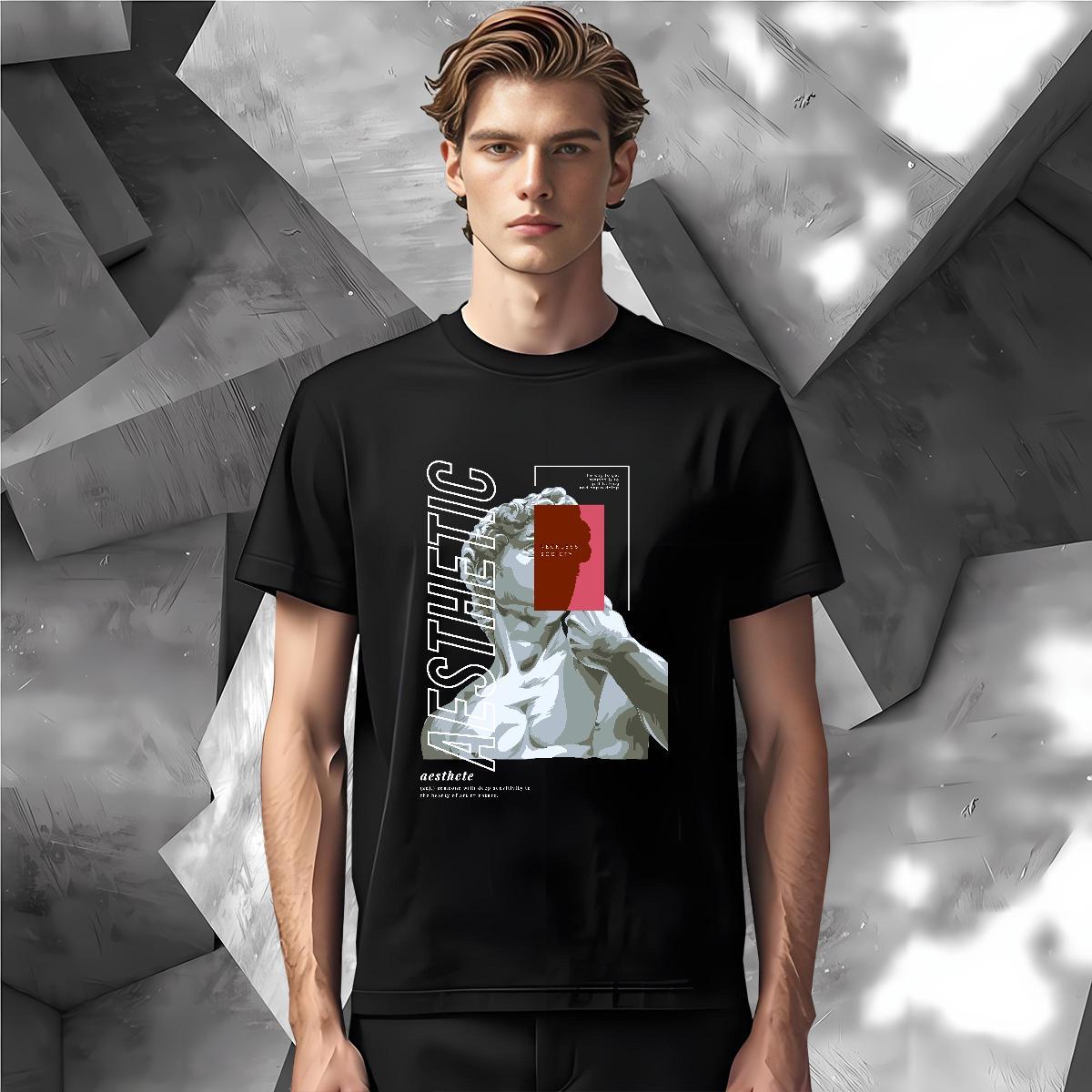 DIY Customized Men T Shirts 230g 100% Cotton Statue of David Casual Daily Wear Tops Shirt Breathable Short Sleeve Brand Tshirts Custom Print Oversized