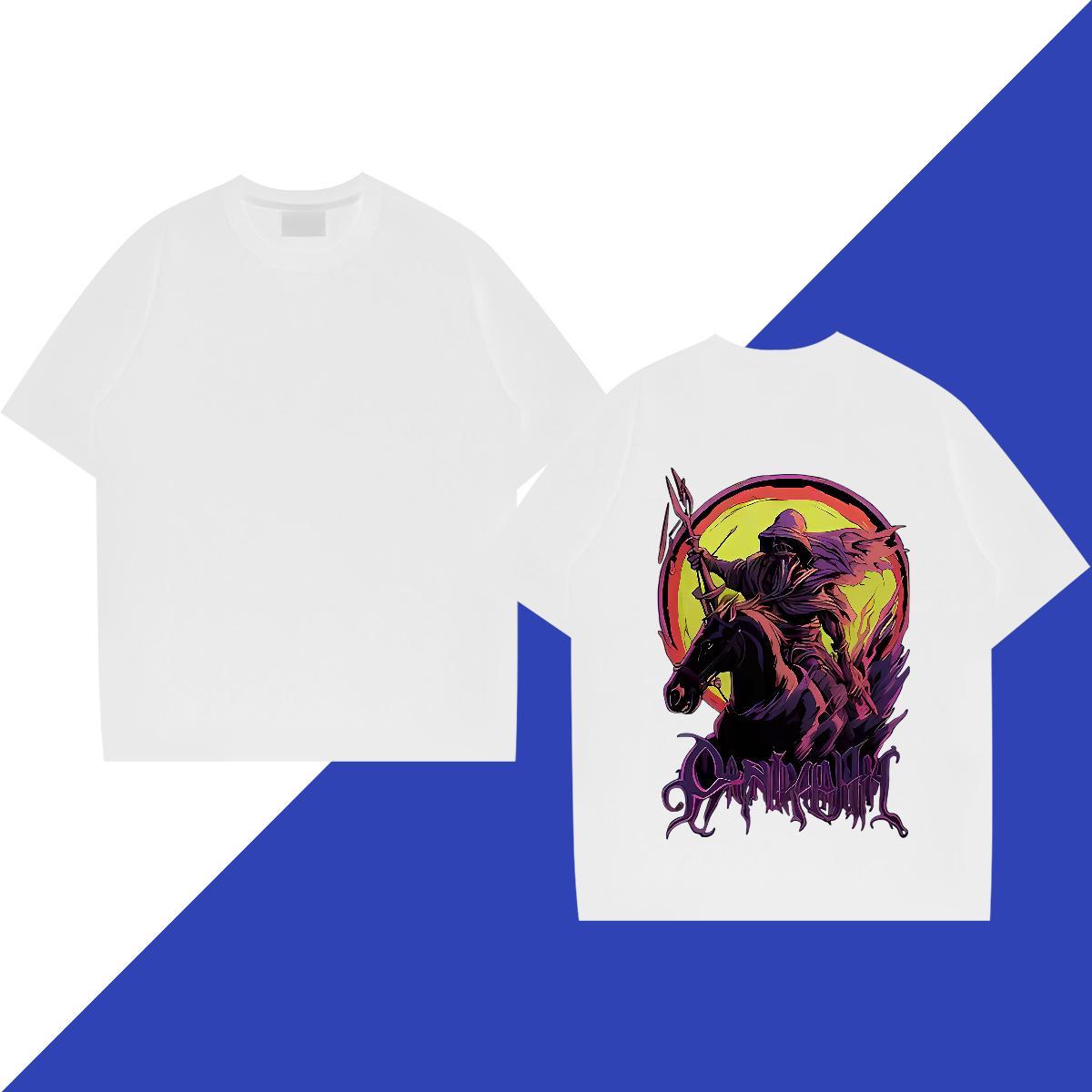Fashion Designer T-Shirts 230g Cotton horse Beach Tops Short Sleeve Soft Cool Design Men Tees DIY Anime