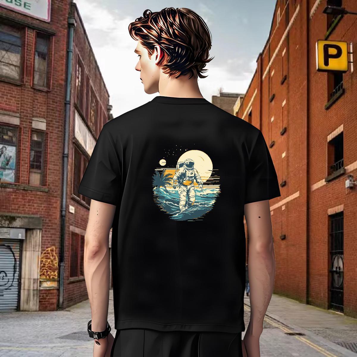 T Shirt For Man 230g 100% Cotton cosmonaut Casual Breathable Crew Neck Oversized Men Tops Tees New Arrival Cool Tee Shirt