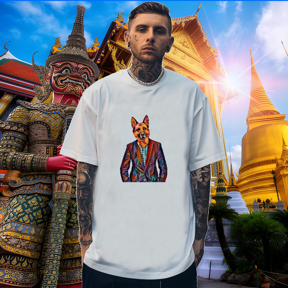 Wholesale Tshirt for Man Woman 230g Pure Cotton Dog T Shirt For Man Daily Outfit Crew Neck Custom Cartoon 2024 DIY Polos