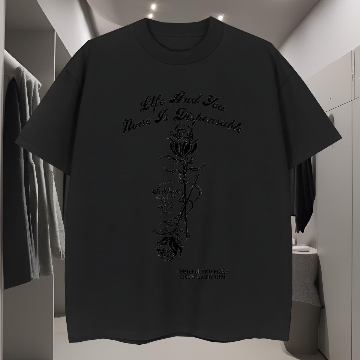 T Shirts Men 230g Cotton ROSE Daily Outfit Round Neck Short Sleeve Custom Print Plus Size Men Tops Tees Free Shipping Designer Wear