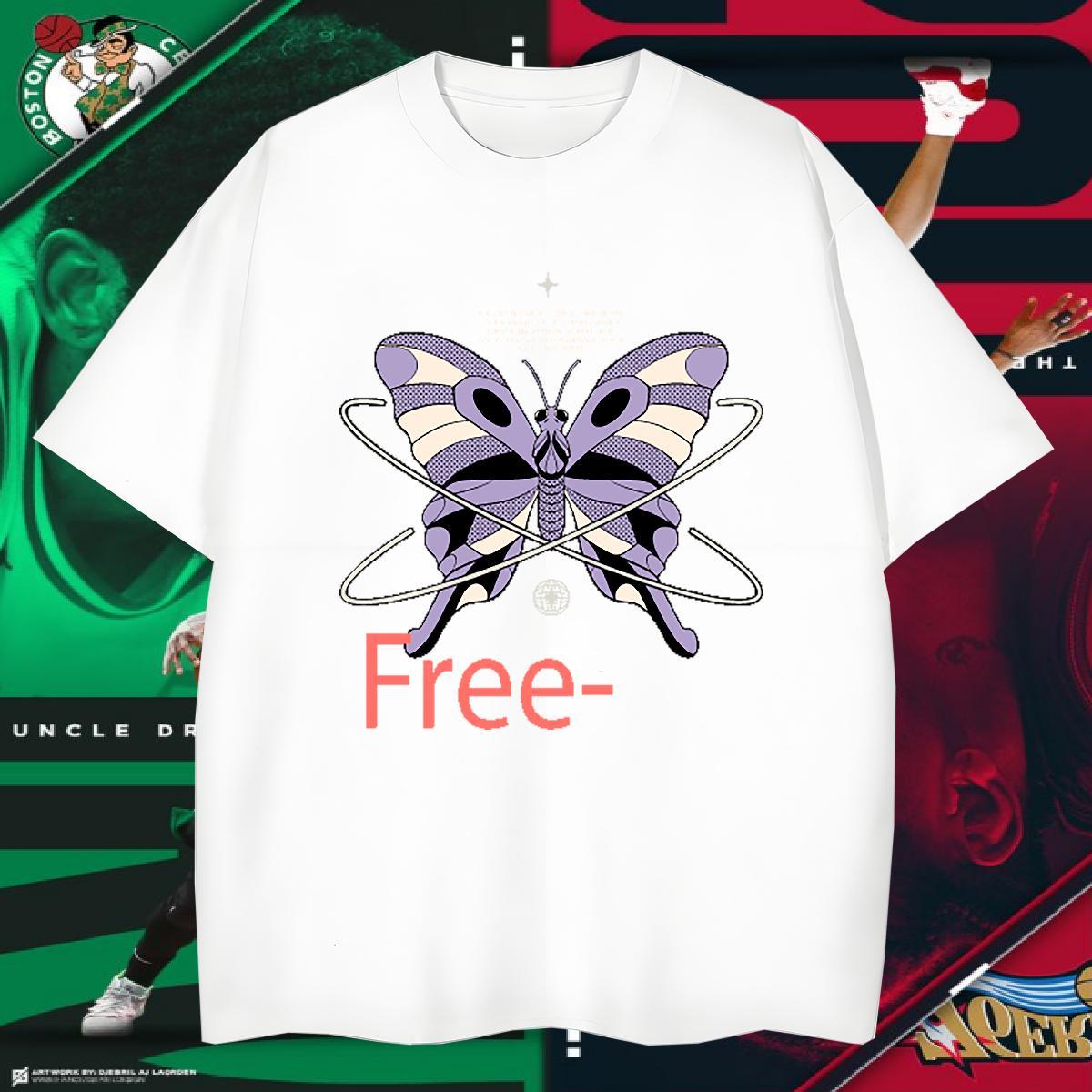 T-Shirts for Men 100% Cotton 230g Butterfly Beach Breathable Short Sleeve Custom Anime Couples T Shirts 2024 DIY Free Shipping Wear