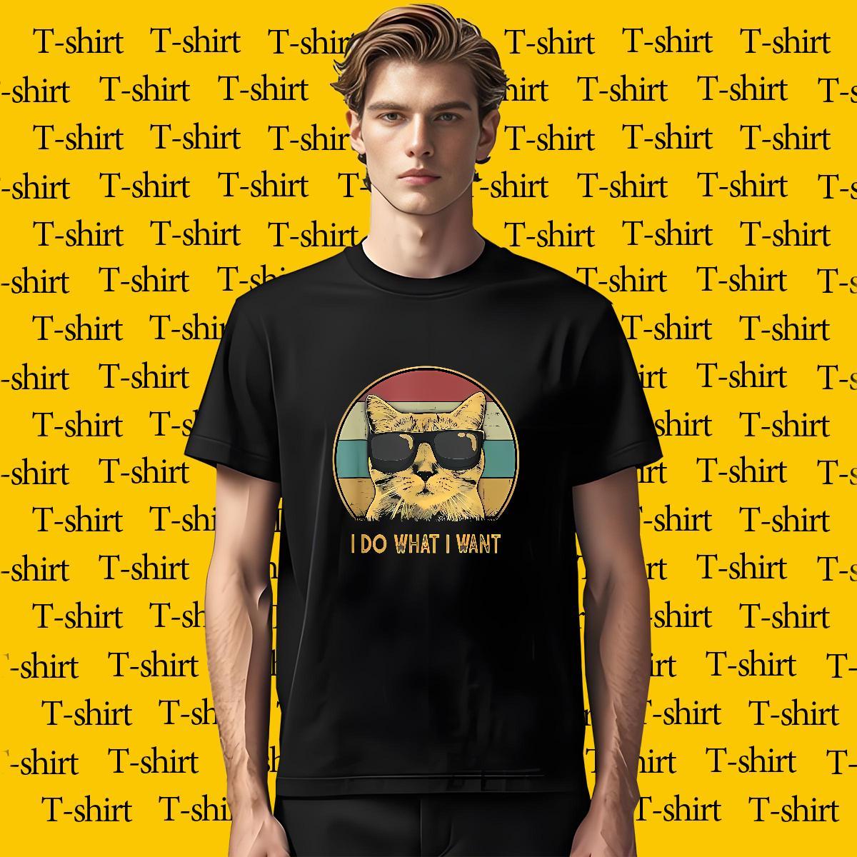 Man T Shirts 230g Cotton cat Spring Summer Short Sleeve Soft DIY Anime Tshirt for Man Woman Fashion Casual Wholesale Polos