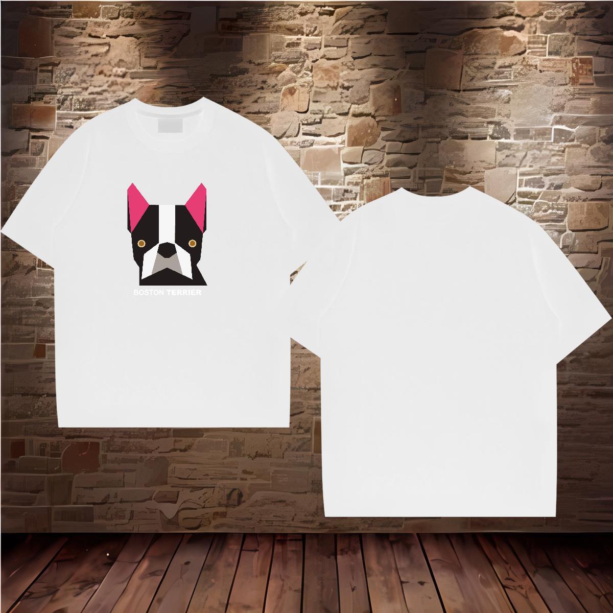 Designer Men T Shirts 100% Cotton 230g dog Street Wear Tee Shirt Breathable Loose Men Tees Plus Size Cartoon