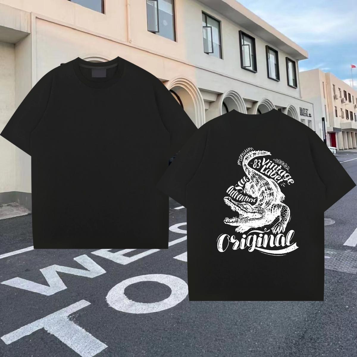 New Mens T Shirts 230g Cotton crocodile Outdoor Tops Tees Breathable Popular Men Tees Custom Print Plus Size