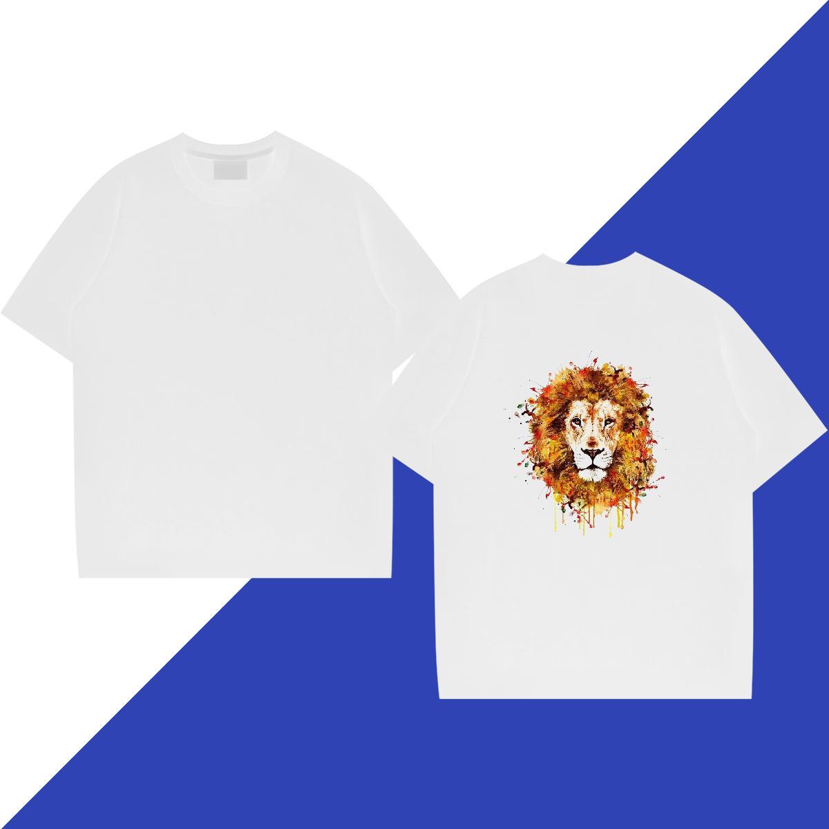 Designer Fashion T shirt 230g Pure Cotton lion Street Tee Shirt O-Neck Short Sleeve Loose Men Clothes T-Shirt Custom Anime