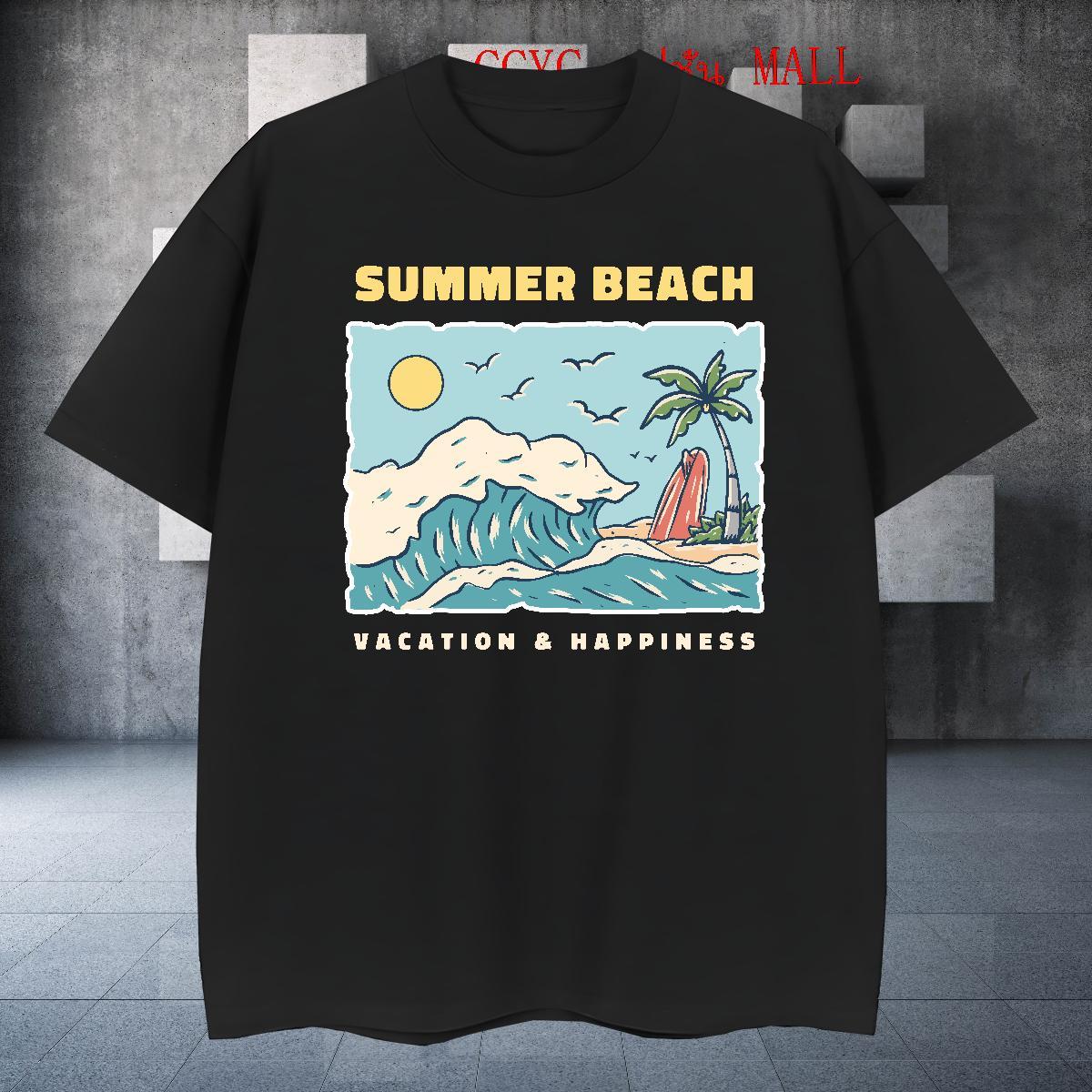 Loose Fit Men Tshirts 230g Pure Cotton High Street Hip Hop sea Floral Print Round Neck Short Sleeve Casual New Mens T Shirts Tees Shirts