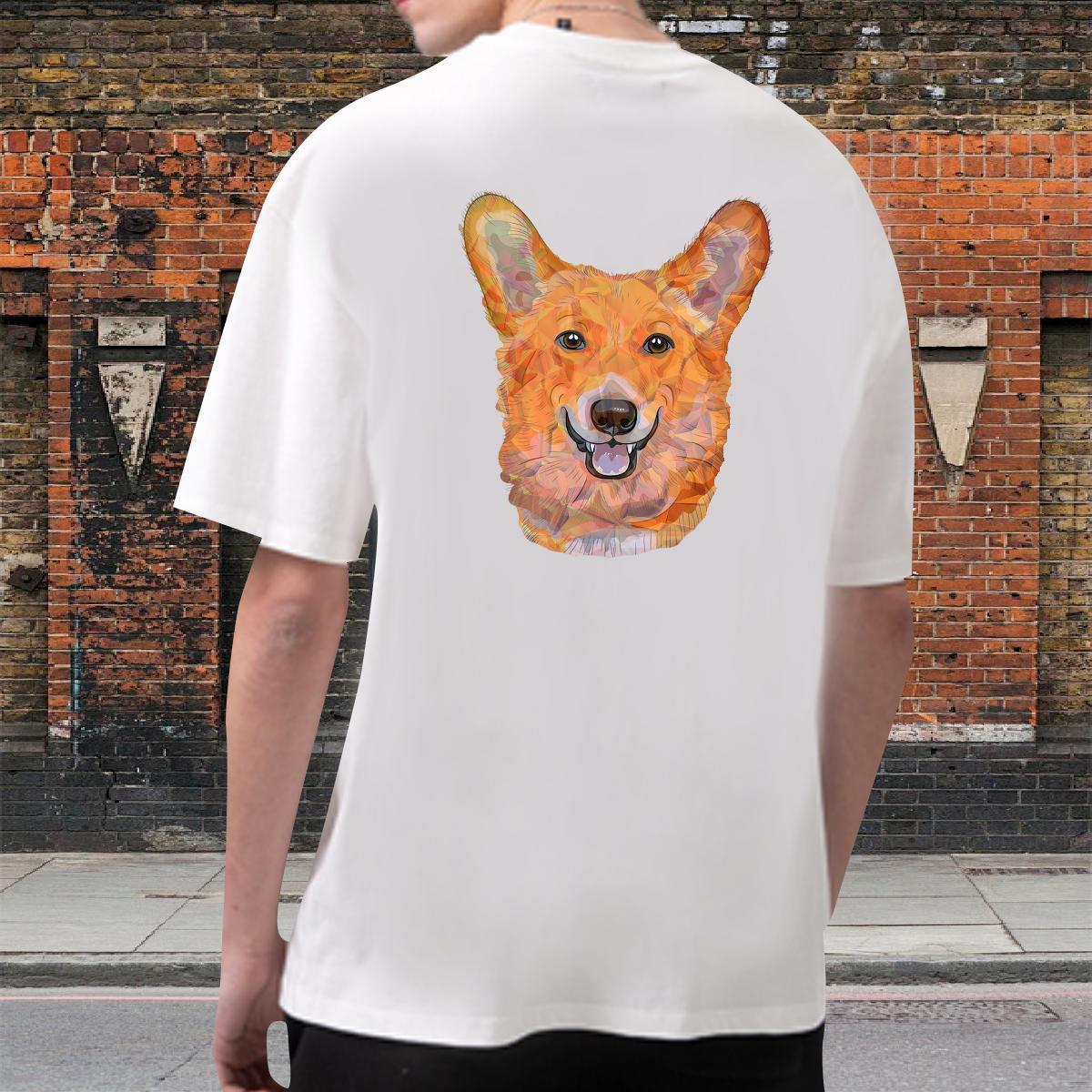 Designer T Shirt For Man 230g 100% Cotton dog Casual Tees Shirts Short Sleeve O-Neck TOP Quality Tshirt for Man Woman White Plus Size