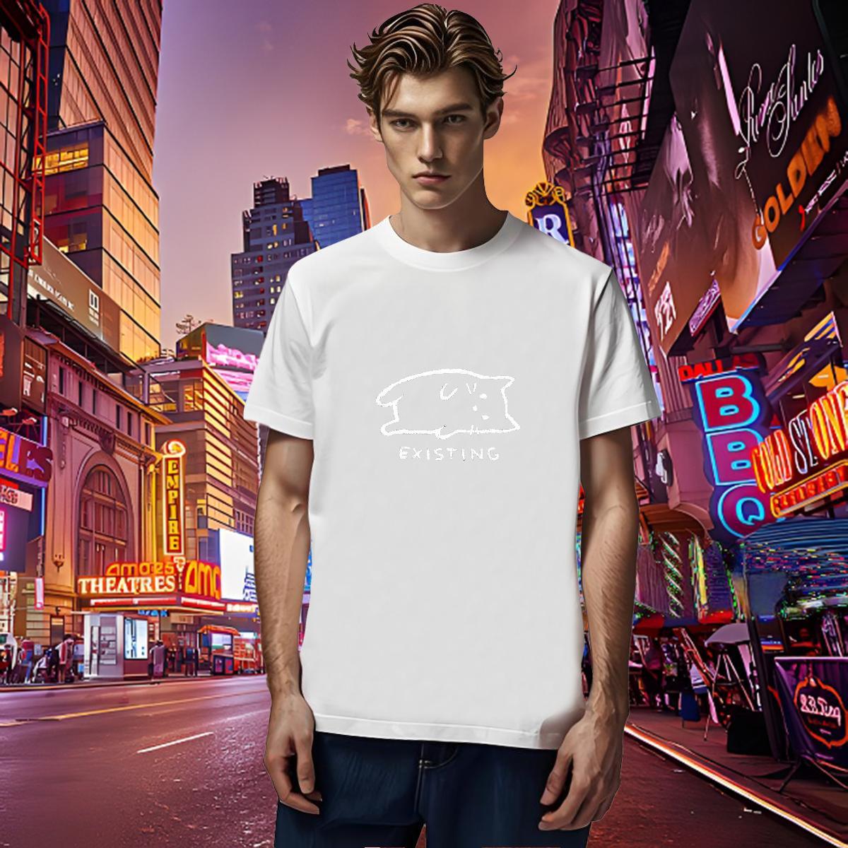 Loose Tshirt for Man Woman 230g 100% Cotton cat Mens T Shirts Spring Summer Breathable Cartoon Printing L-4XL Fashion Top Tees