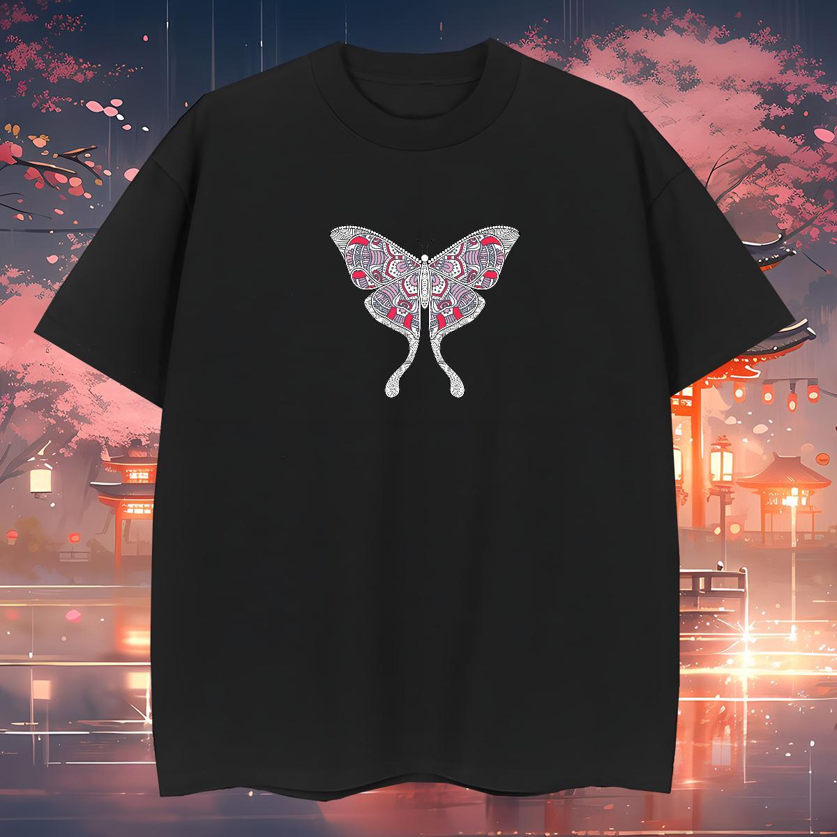 T-Shirts 230g 100% Cotton Butterfly Home Outdoor Breathable Short Sleeve Oversized 3XL 4XL Tshirts 2024 DIY TOP Quality Tops Shirt