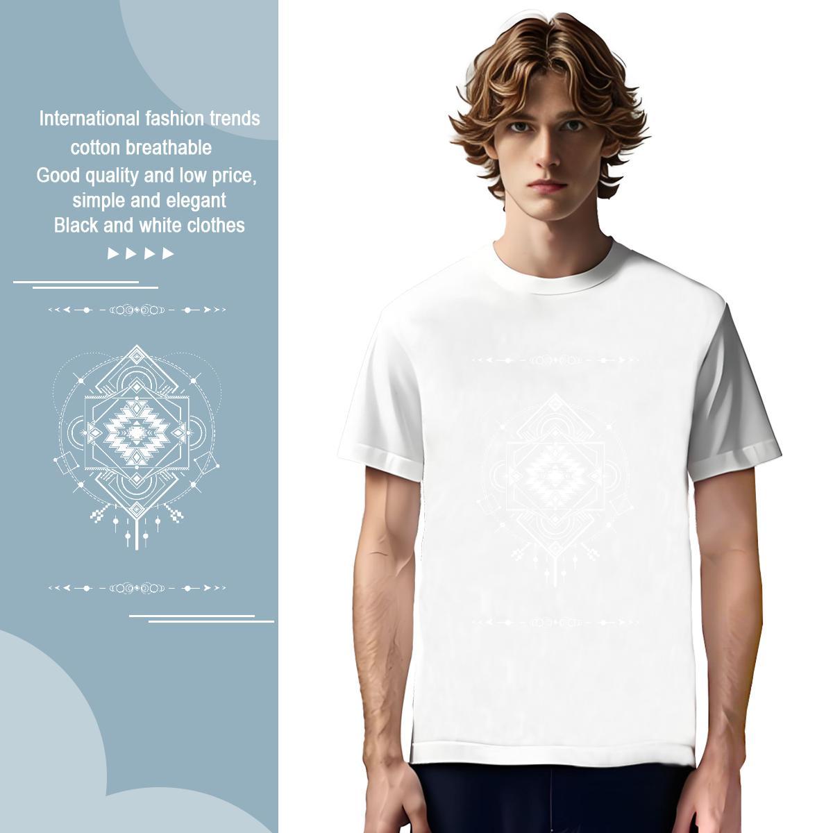 T Shirts Men 100% Cotton 230g Lines Street Breathable Soft Black Oversized Men Tees DIY Popular Clothings