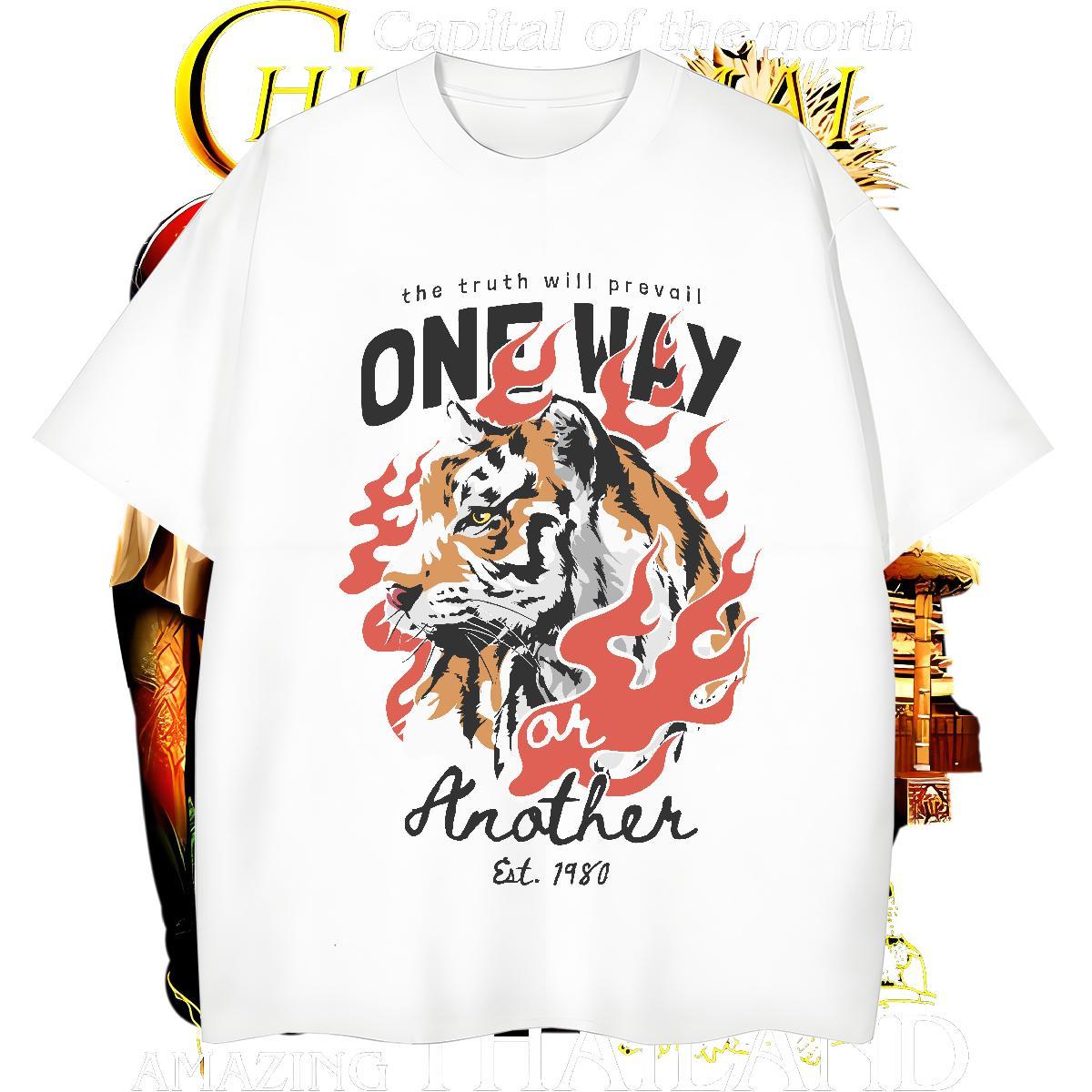 Designer Men Clothes T-Shirt 230g 100% Cotton tiger Men T Shirts Home Outdoor Breathable Short Sleeve Black Oversized Designer Fashion Top Tees