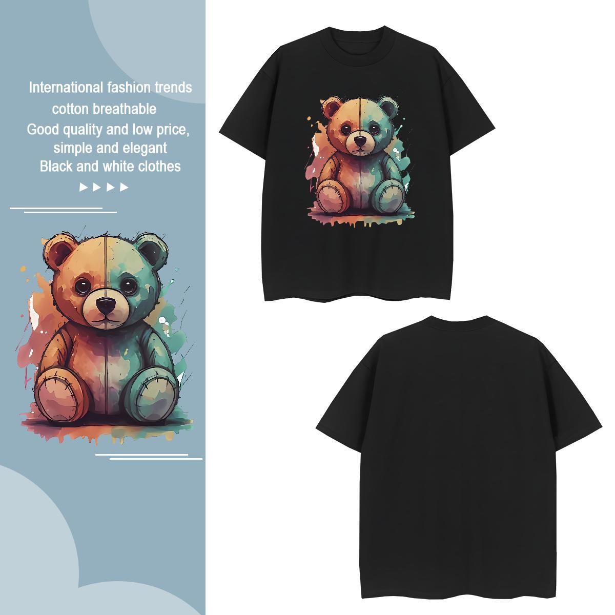 T-Shirts for Men 230g Pure Cotton bear Street wear Hip Hop Breathable Soft Customized Men Clothes T-Shirt Stylist Cool Wear
