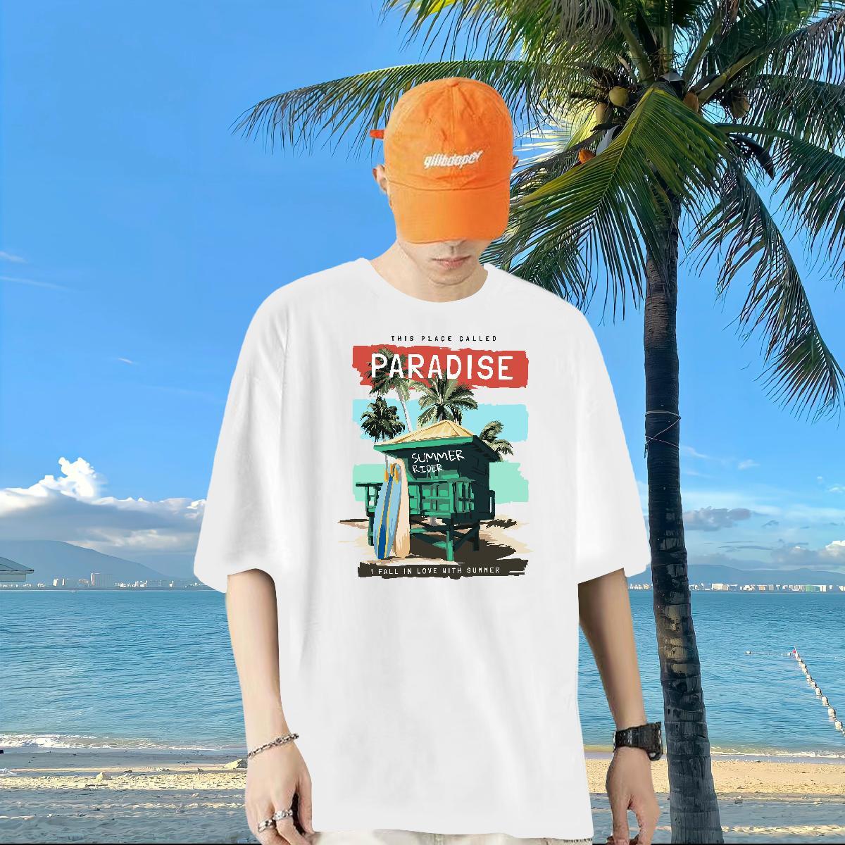 Fashion Casual T Shirt For Man 230g 100% Cotton House Daily Outfit Top Tees Breathable Crew Neck Wholesale Tshirts Oversized 3XL 4XL