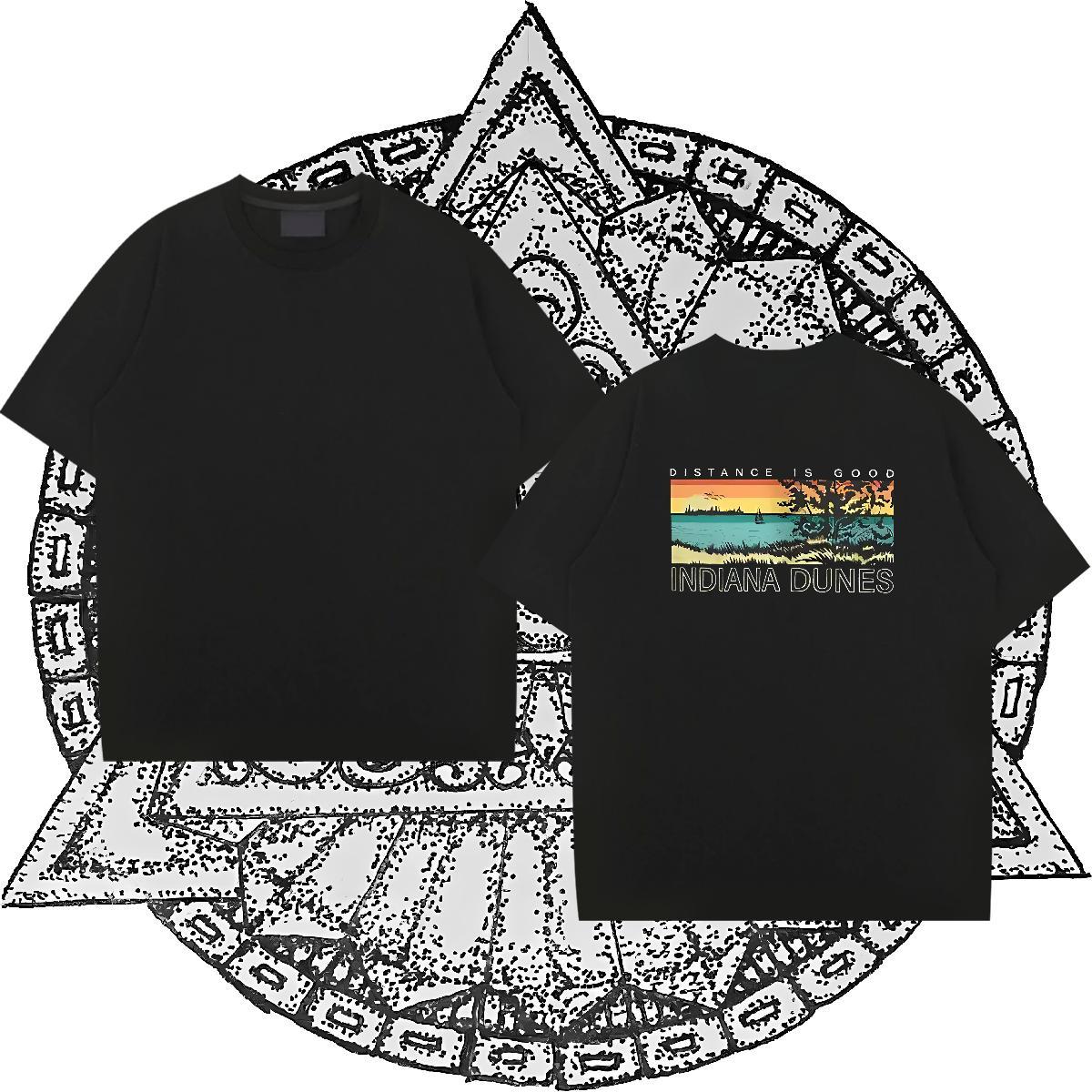 Fashion New T shirt 230g Pure Cotton beach Casual Daily Wear Tops Breathable Crew Neck Free Shipping Tshirt for Man Woman Customized Print