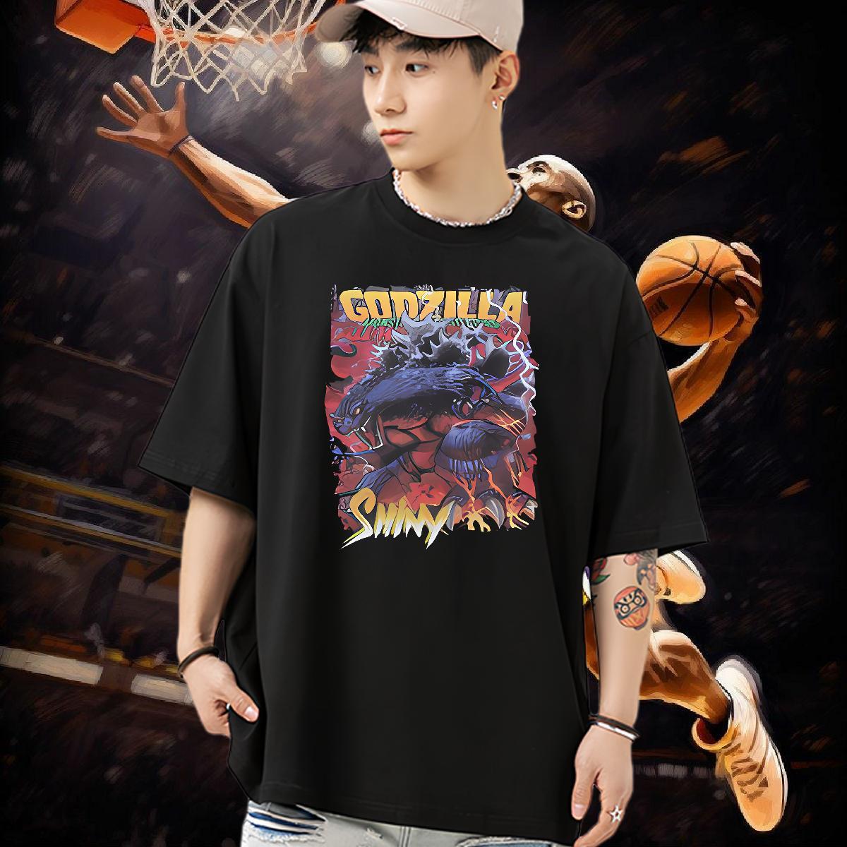 DIY Customized Men T Shirts 230g Pure Cotton leopard Hip Hop Street Tops Shirt Breathable Crew Neck High Quality Men Tshirts Custom Anime