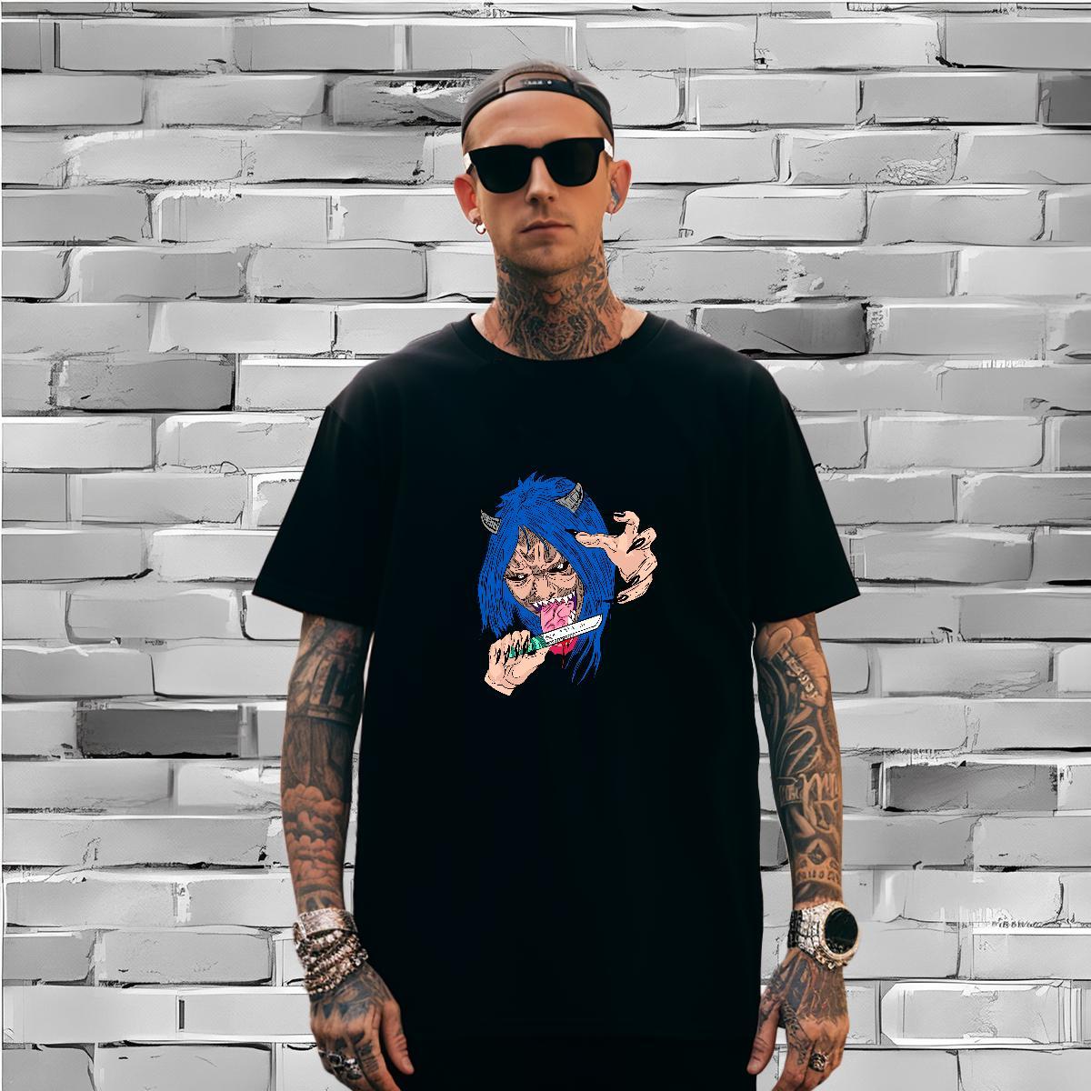 T Shirt For Man 230g 100% Cotton scary Sport Short Sleeve Soft Oversized 4XL Men Tees New Designer Wholesale Tees Shirts