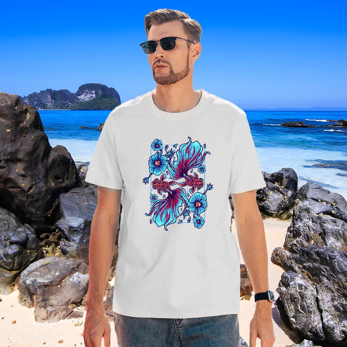 Loose Fit Mens Tshirts 230g Pure Cotton T-Shirts High Street Hip Hop Breathable Crew Neck Plus Size Cartoon Wholesale Tees