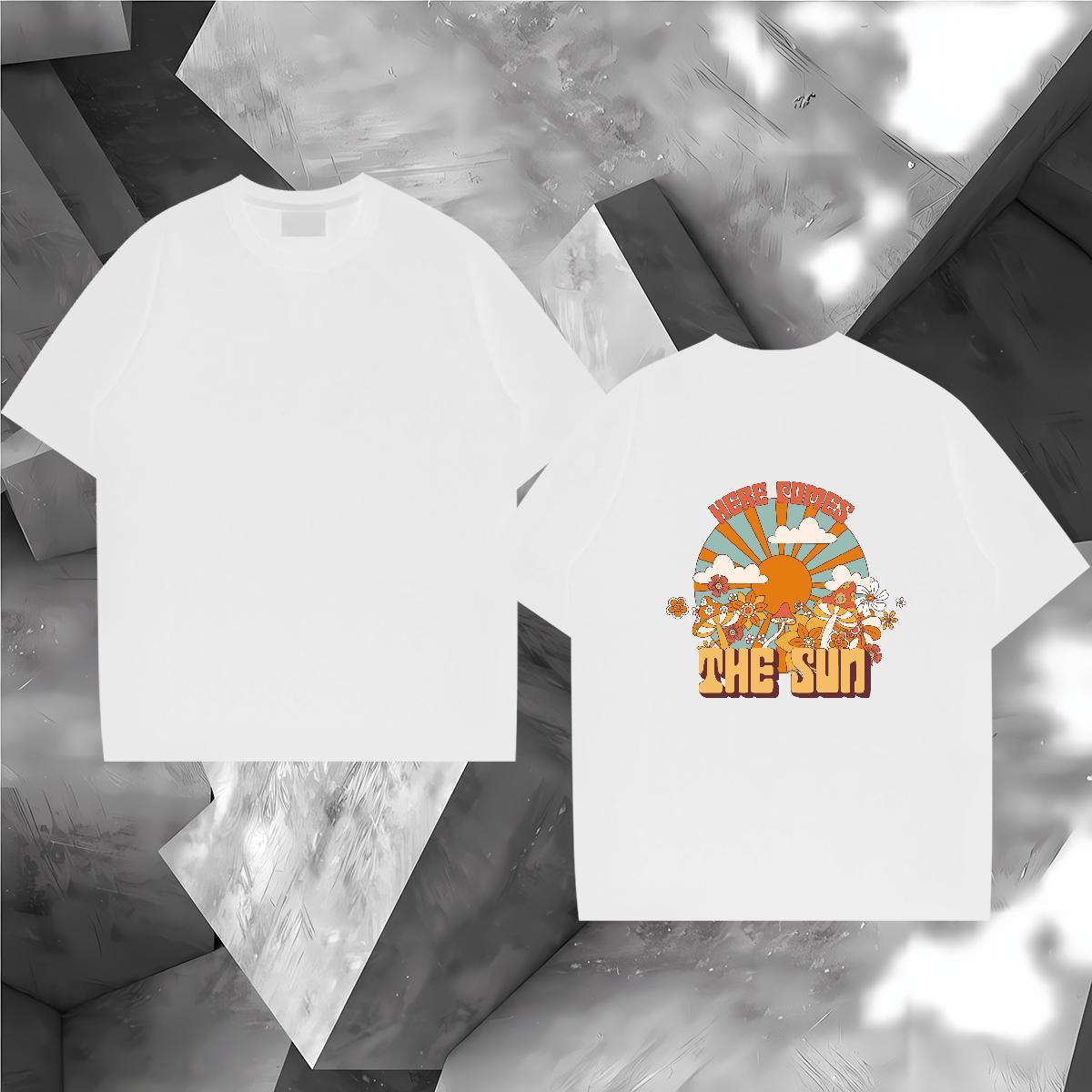 New Arrival T Shirts Men 230g Pure Cotton mushroom Anime Printing Street Clothings Crew Neck Comfortable Men Clothes T-Shirt Plus Size Custom
