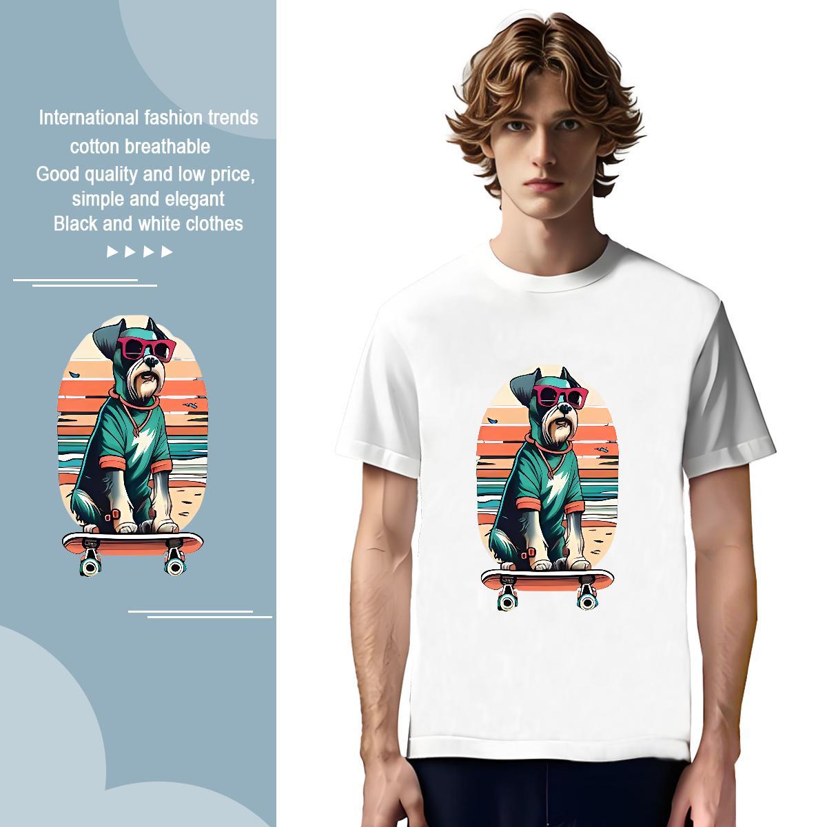 T Shirts Men 230g Pure Cotton dog Street wear Hip Hop Breathable Short Sleeve DIY Men Tshirts Designer Fashion Wholesale Tees