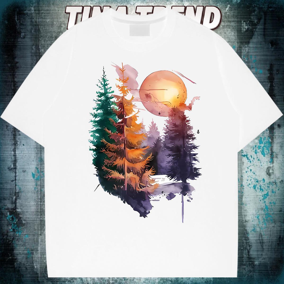 Fashion Design Mens T Shirts 230g Cotton tree High Street Hip Hop Tee Shirt Breathable Short Sleeve Cool Men Tshirts Custom Big Size