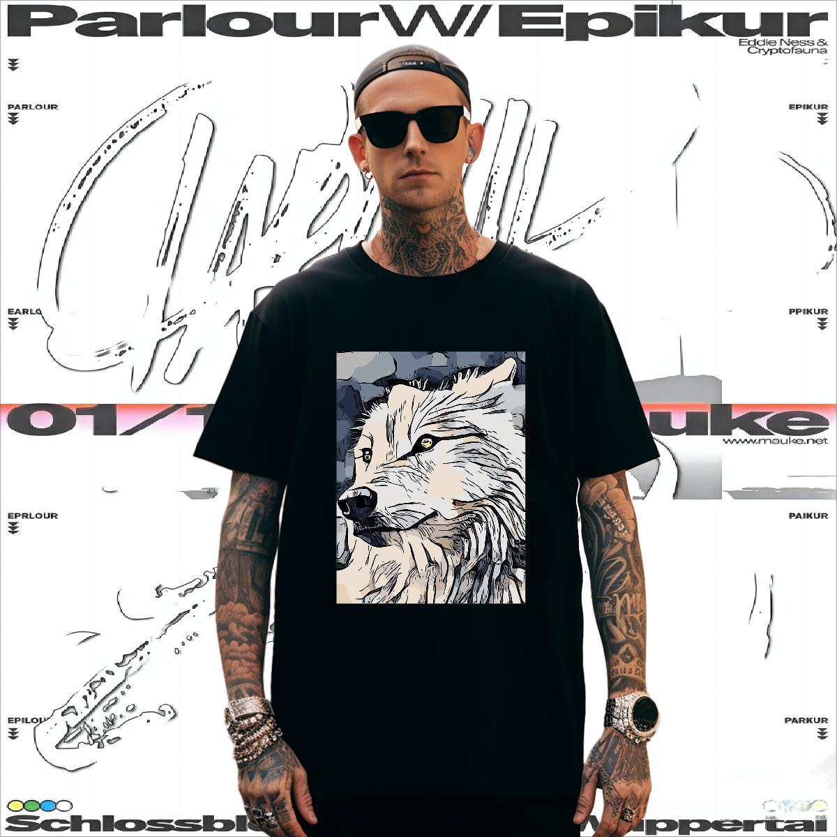 Cool Tshirt for Man Woman 230g Pure Cotton wolf Man T Shirts Street Crew Neck Breathable Customized Fashion Clothings