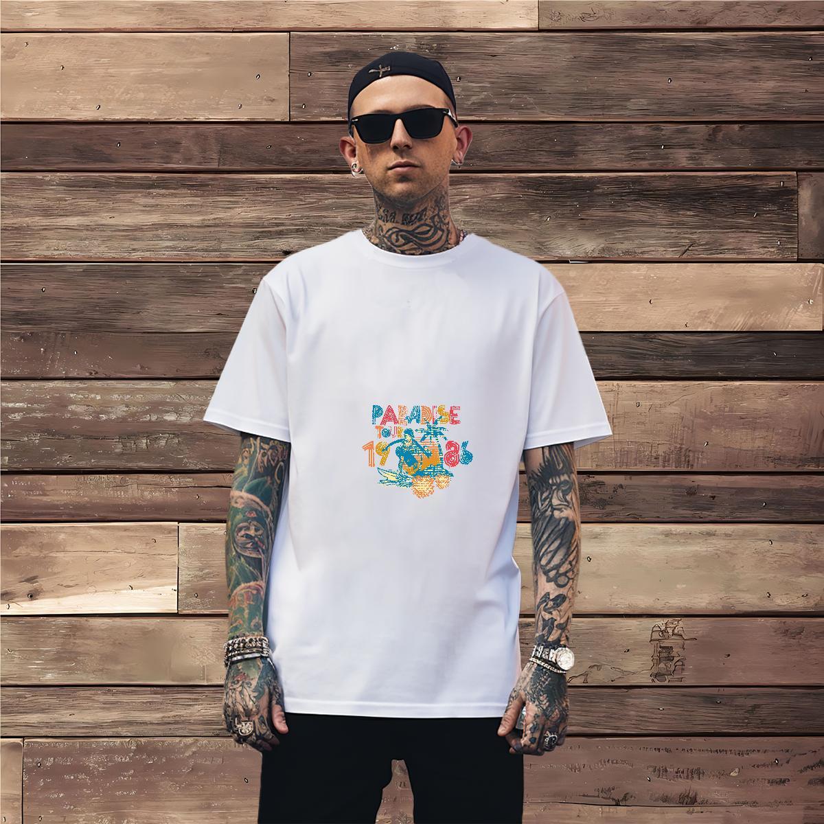 T Shirt For Man 230g 100% Cotton handpainted Hip Hop Street Short Sleeve O-Neck Custom Anime Men Tees Brand High Quality Tees Shirts