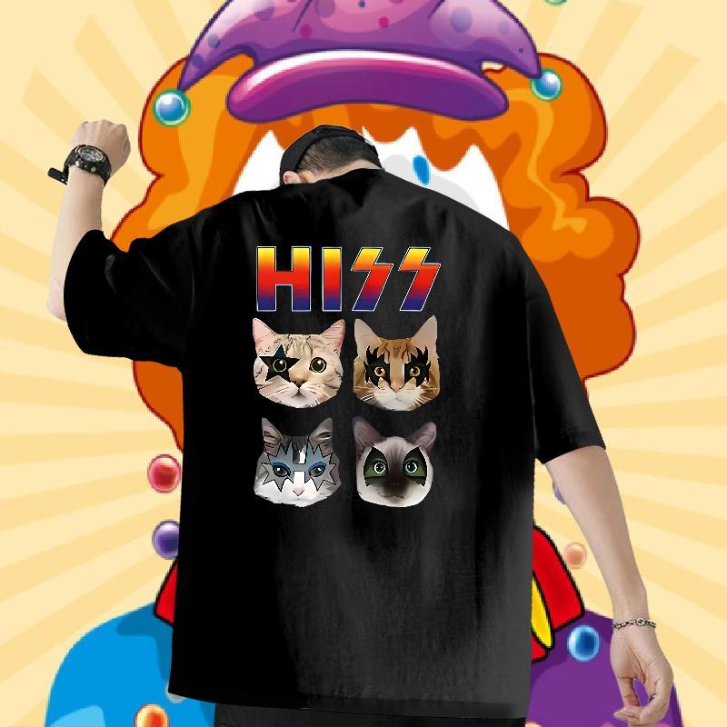 Classic Casual Mens T Shirts 230g Cotton cat Casual Daily Wear Tshirts Pure Cotton Cool Tshirt for Man Woman Graphic