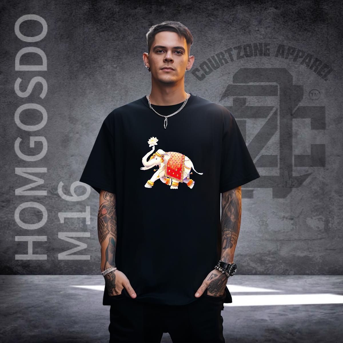 Fashion New T-Shirts 230g Cotton elephant Daily Wear Tees O-Neck Short Sleeve Designer Men Tops Tees Oversized 3XL 4XL