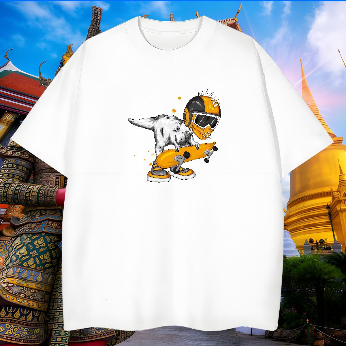 Free Shipping Men Tshirts 230g Cotton dinosaur T shirt Outdoor Breathable Crew Neck DIY Fashion Designer Clothings