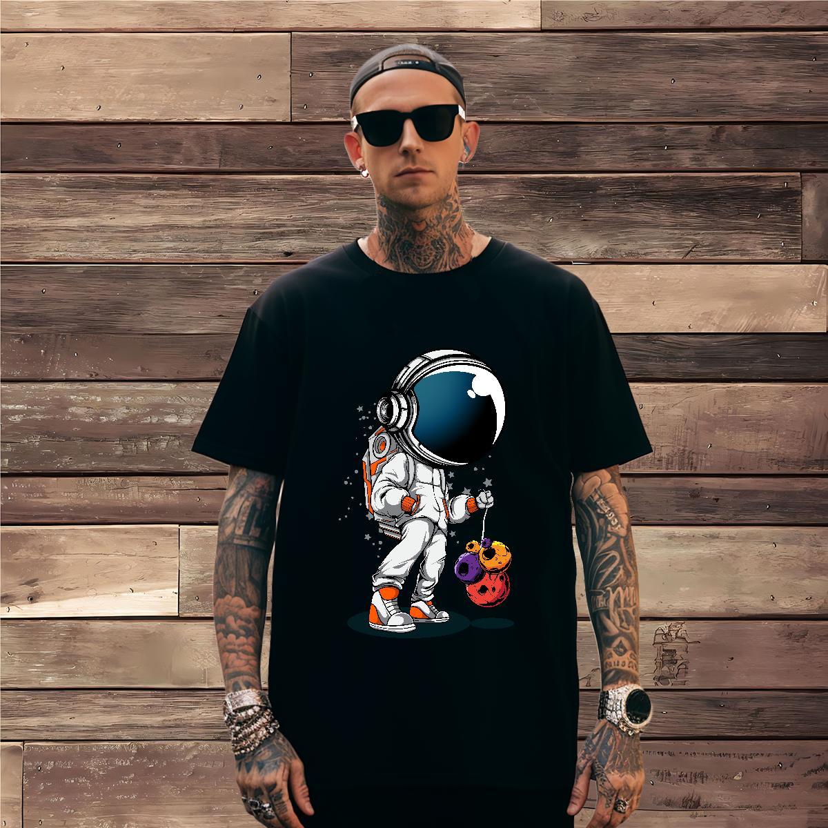 T-Shirts 230g Pure Cotton universe Daily Wear Breathable Custom Printed Mens Tshirts 2024 DIY Comfortable Clothes