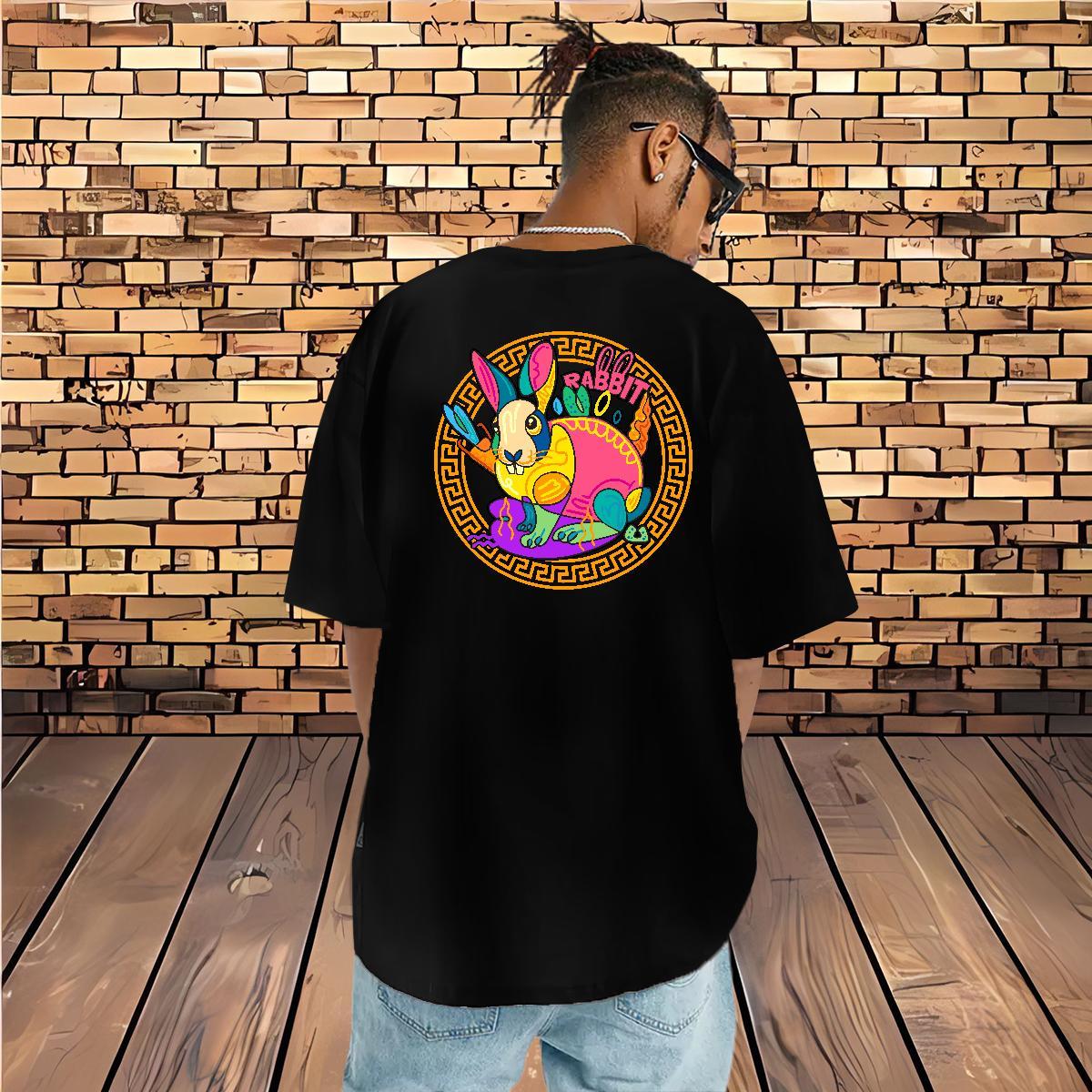 Stylist Man T Shirts 230g Cotton rabbit Street Wear Tees Shirts Crew Neck Brand Men Clothes T-Shirt Floral Print