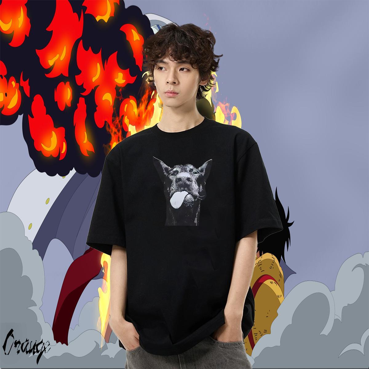 Cool Men Tops Tees 100% Cotton 230g Casual Dog Oversized 3XL 4XL Breathable Soft Free Shipping Men T Shirts Clothings