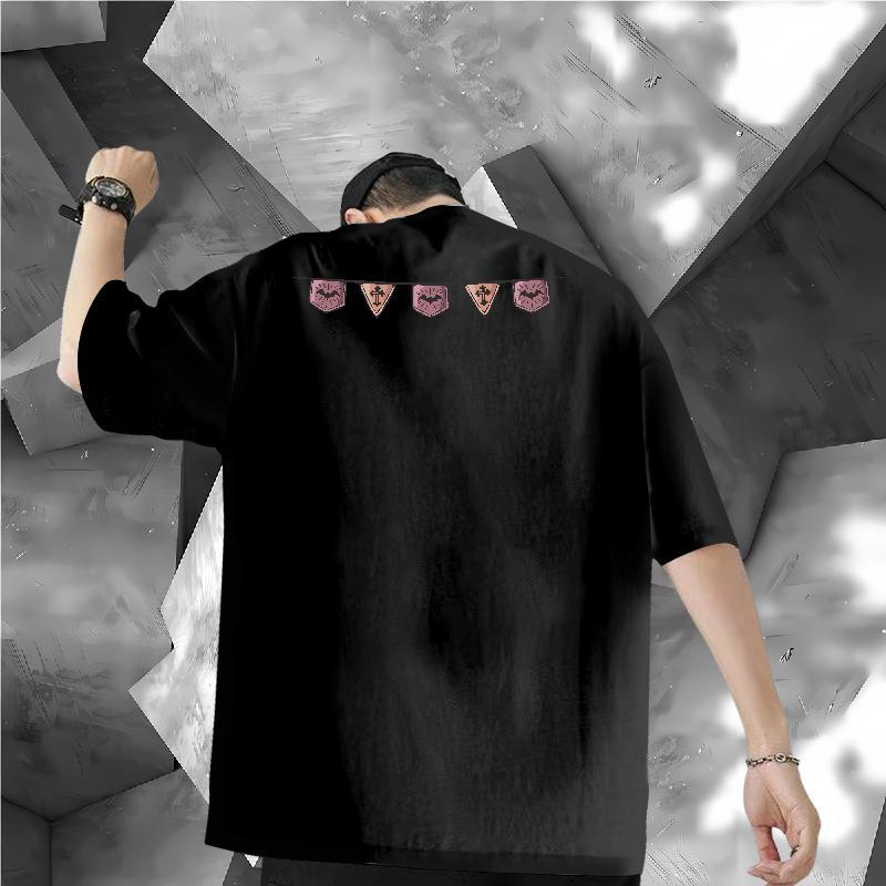 2024 New T-Shirts 230g 100% Cotton halloween Spring Summer Top Tees Short Sleeve O-Neck Loose Men Clothes T-Shirt Anime