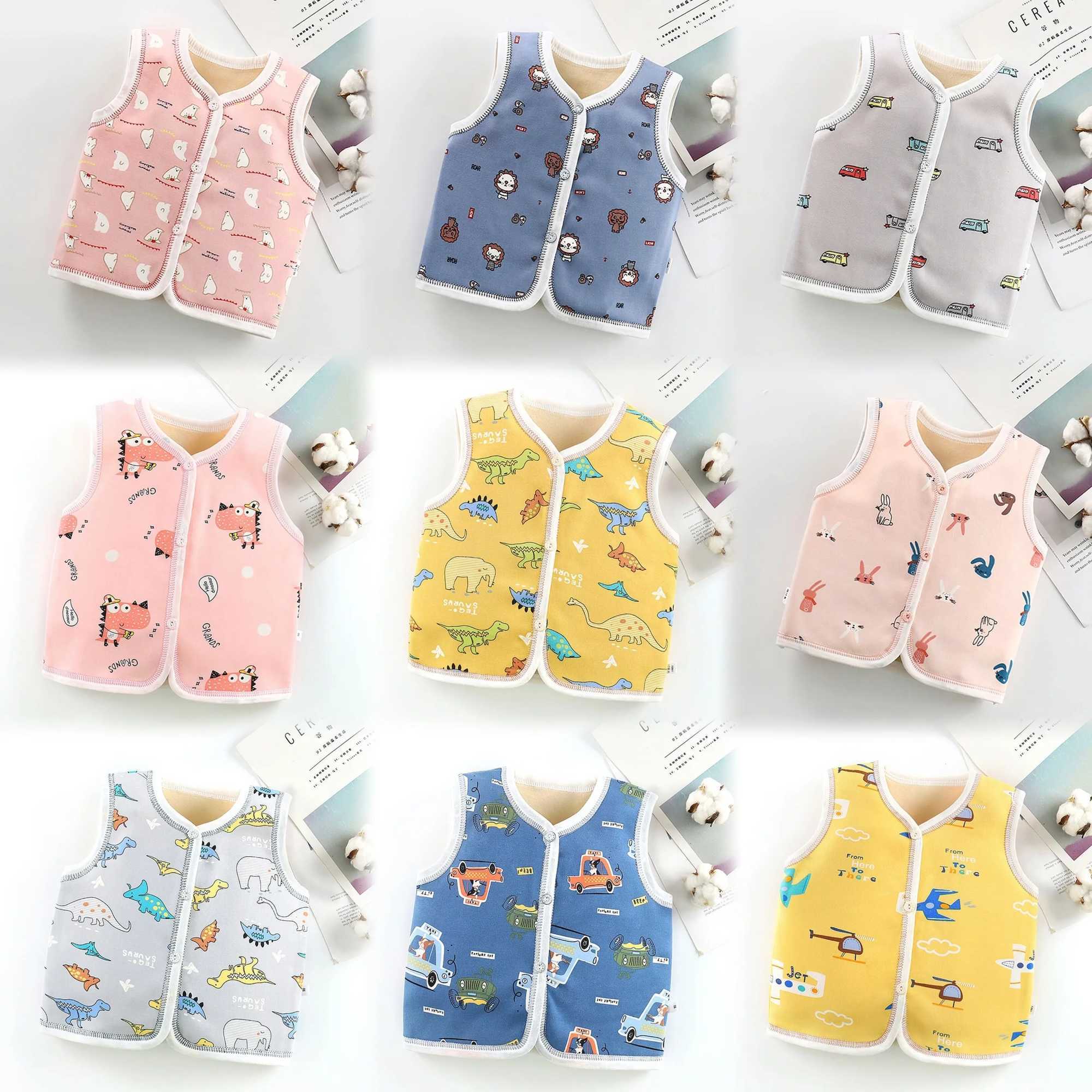 Spring and autumn cartoon vest jackets cheap and fashionable sleeveless tops childrens clothing random for boys and girlsW240724