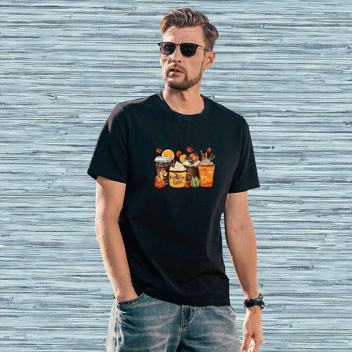 Man T Shirts 100% Cotton 230g pumpkin Street Wear Breathable Soft Black Oversized Tshirt for Man Woman New Classic Tops Tees