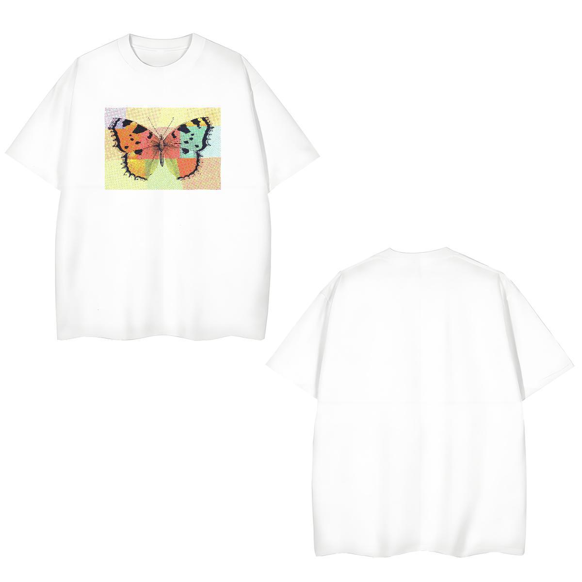 TOP Quality Men Tees 230g 100% Cotton Butterfly Mens T Shirts High Street Hip Hop Pure Cotton Custom Big Size Designer Clothings