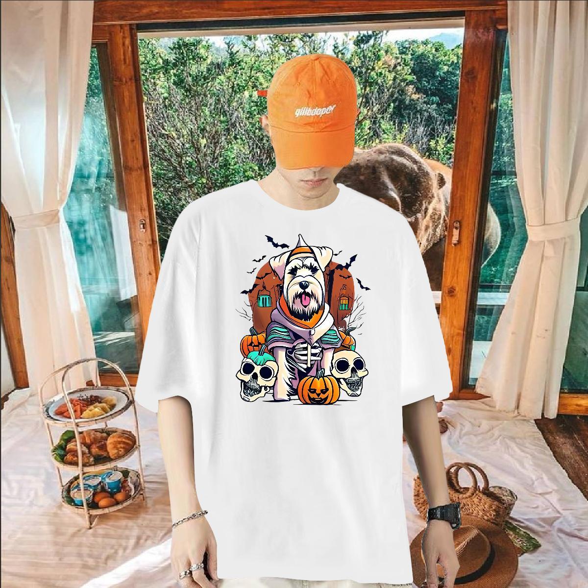 2024 New Men T Shirts 230g Cotton halloween Sport Tops Tees Pure Cotton Popular Men Clothes T-Shirt Cartoon Print